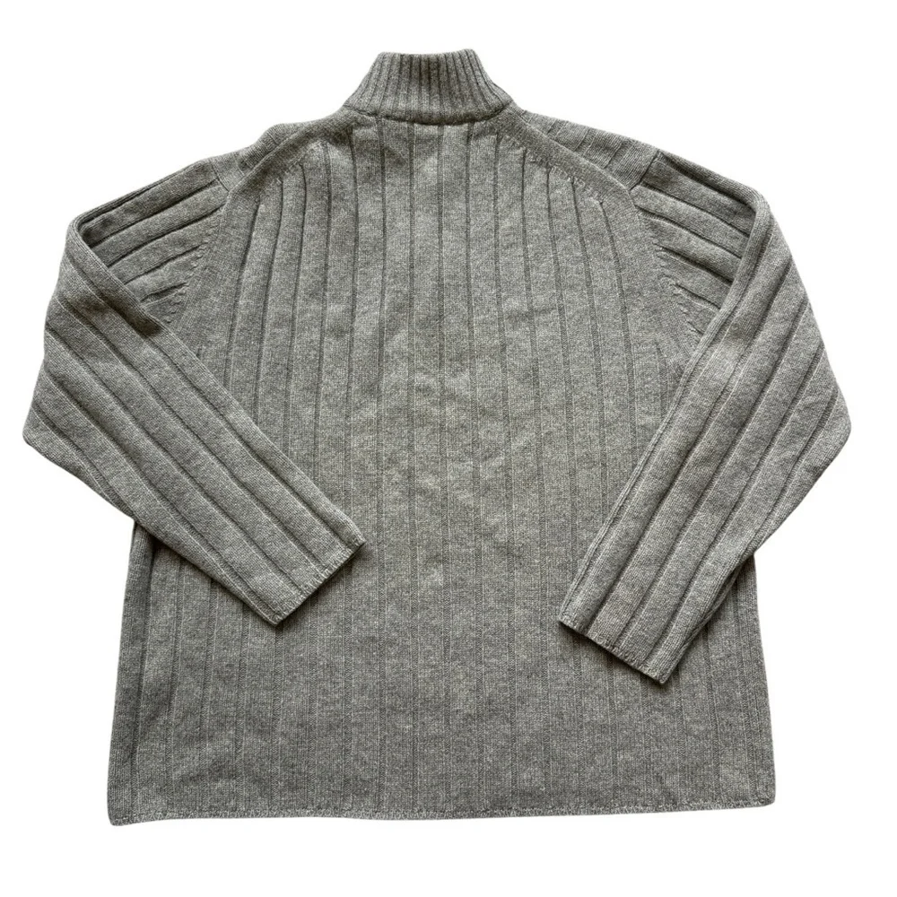 VTG Y2K GAP 100% Lambswool Quarter Zip Sweater XXL Gray Rib Knit Winter Classic